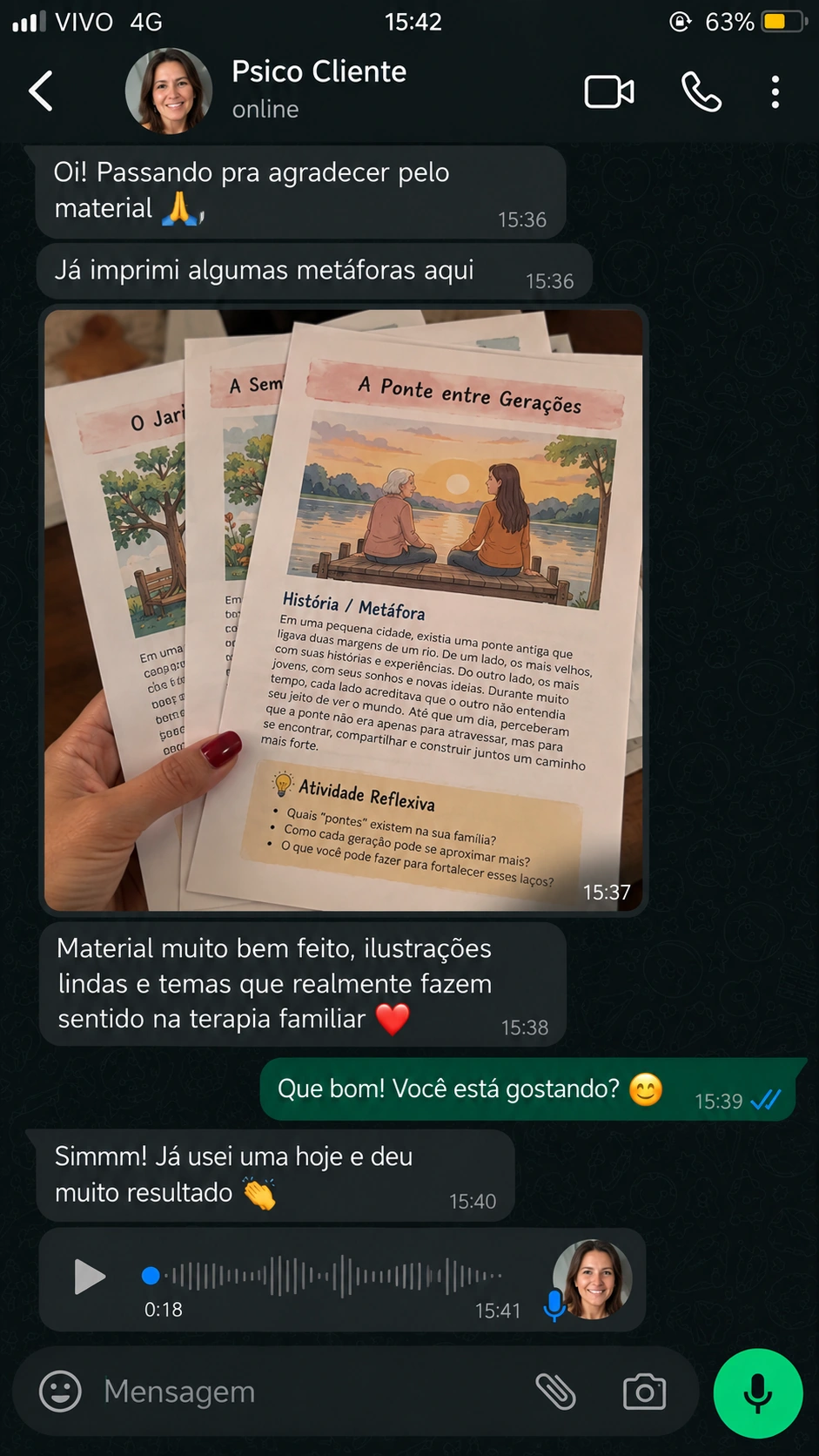 Print 1 de conversa sobre Terapia Familiar